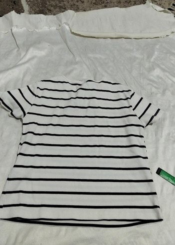 Çizgili Kısa Kollu kız çoçuk Tişört - Görsel 4