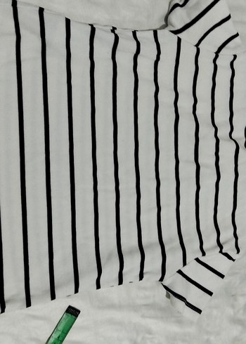 Çizgili Kısa Kollu kız çoçuk Tişört - Görsel 3