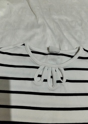 Çizgili Kısa Kollu kız çoçuk Tişört - Görsel 7