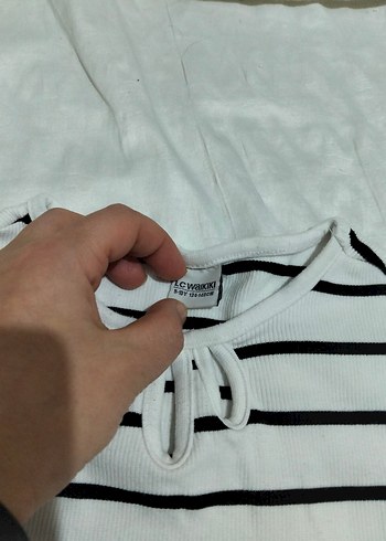 Çizgili Kısa Kollu kız çoçuk Tişört - Görsel 2