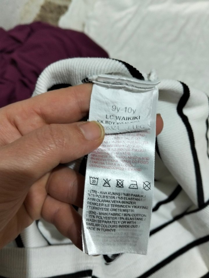 Çizgili Kısa Kollu kız çoçuk Tişört - Görsel 5