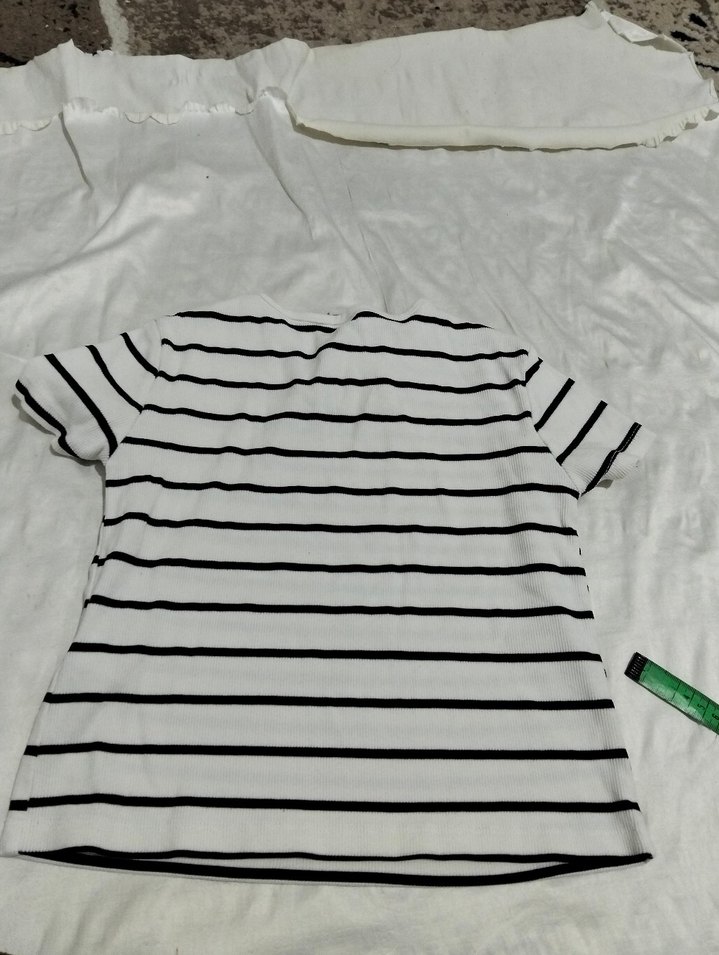 Çizgili Kısa Kollu kız çoçuk Tişört - Görsel 4