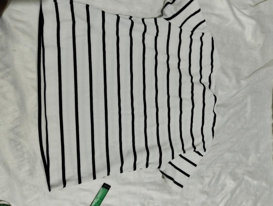 Çizgili Kısa Kollu kız çoçuk Tişört - Görsel 3