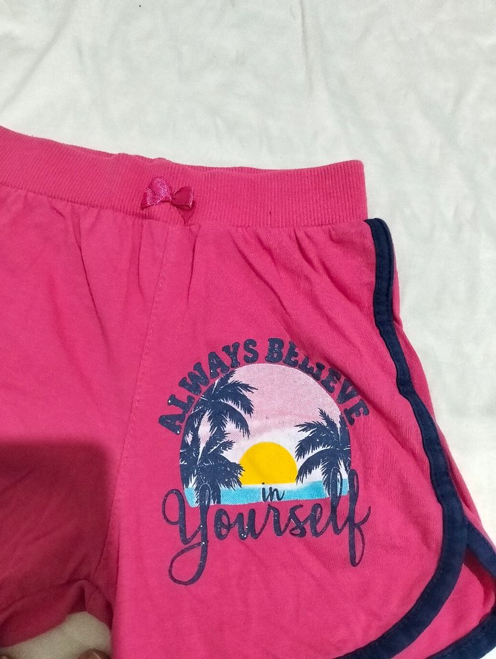 Renkli Baskılı Pembe Kız Şortu - Görsel 5