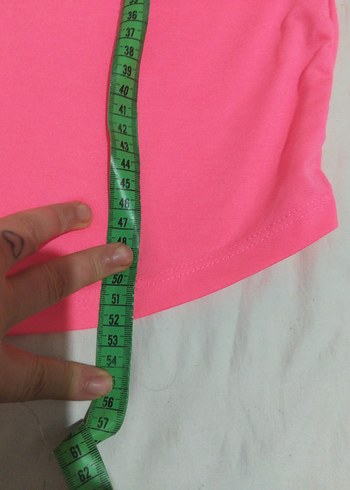 Pembe Kısa Kollu Salaş Kadın Tişört - Görsel 5