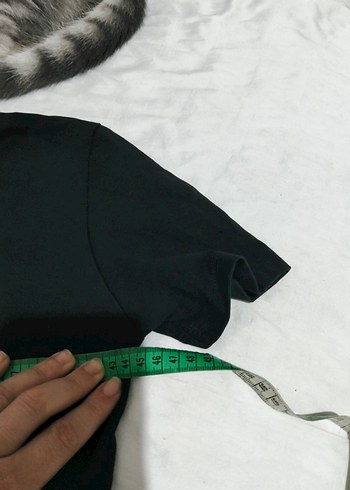 l Beden siyah Renk Siyah Kısa Kollu Kadın Keten Tişört