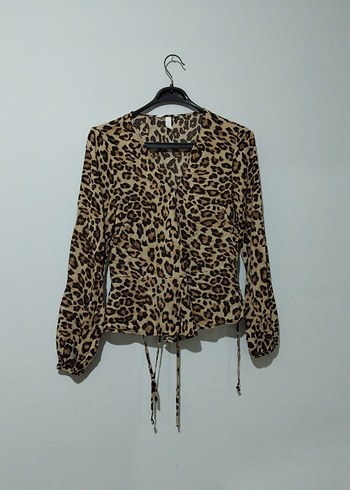 Leopar Desenli Kadın Bluz