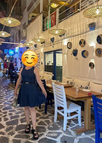l Beden mavi Kot Elbise