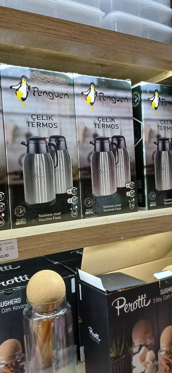 Penguen Çelik Termos Gri 2 bucuk litre - Görsel 2