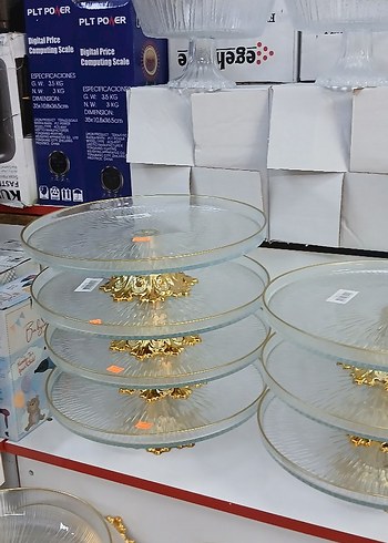 Altın Renkli Modern Klasik Ayaklı Tabak Seti - Görsel 7