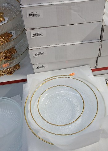 Altın Renkli Modern Klasik Ayaklı Tabak Seti - Görsel 3