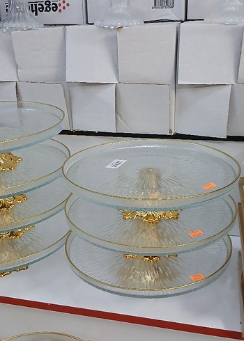 Altın Renkli Modern Klasik Ayaklı Tabak Seti - Görsel 6