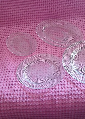 Paşabahçe Pembe Bohem Tarzı Şeffaf Tabak Seti