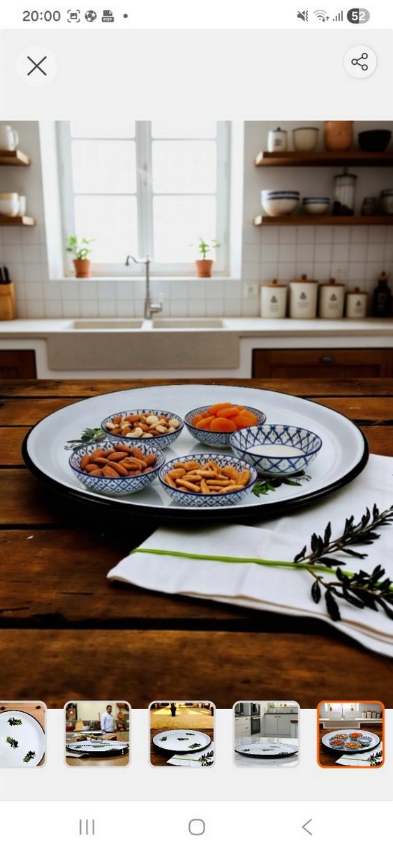 Kahverengi Çiçek emaye tepsi 57 cm - Görsel 3