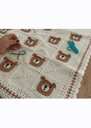 Pastel Kareli Çok Renkli bebek battaniyesi - Görsel 2