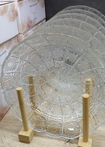 Parlak Şeffaf Cam Tabak 6 lı - Görsel 2