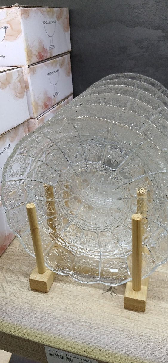 Parlak Şeffaf Cam Tabak 6 lı - Görsel 2