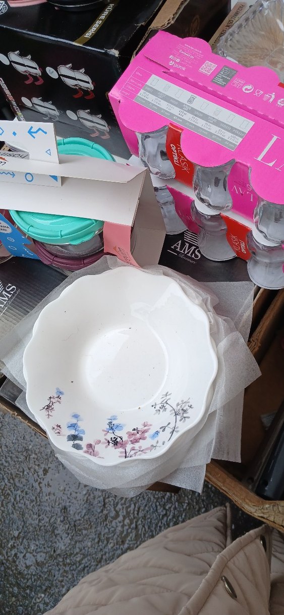 Çiçek Desenli Beyaz Seramik yemek tabagı 6lı - Görsel 4