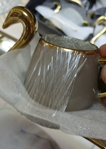 Beyaz ve Altın Detaylı kuğulu fincan takımı - Görsel 8