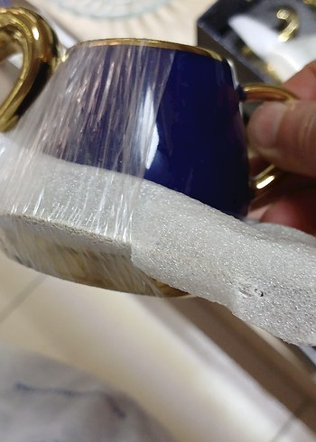 Beyaz ve Altın Detaylı kuğulu fincan takımı - Görsel 5