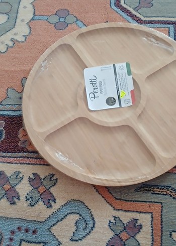 Bej Bohem Tarzı Bölmeli Yuvarlak Tabak