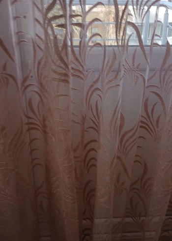 Bej Bohem Nakışlı fon tül iki kanat - Görsel 4