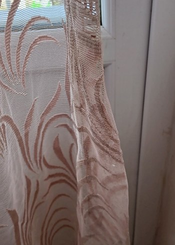 Bej Bohem Nakışlı fon tül iki kanat - Görsel 7