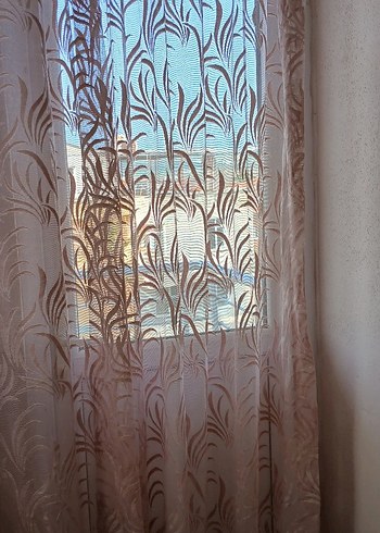 Bej Bohem Nakışlı fon tül iki kanat - Görsel 10