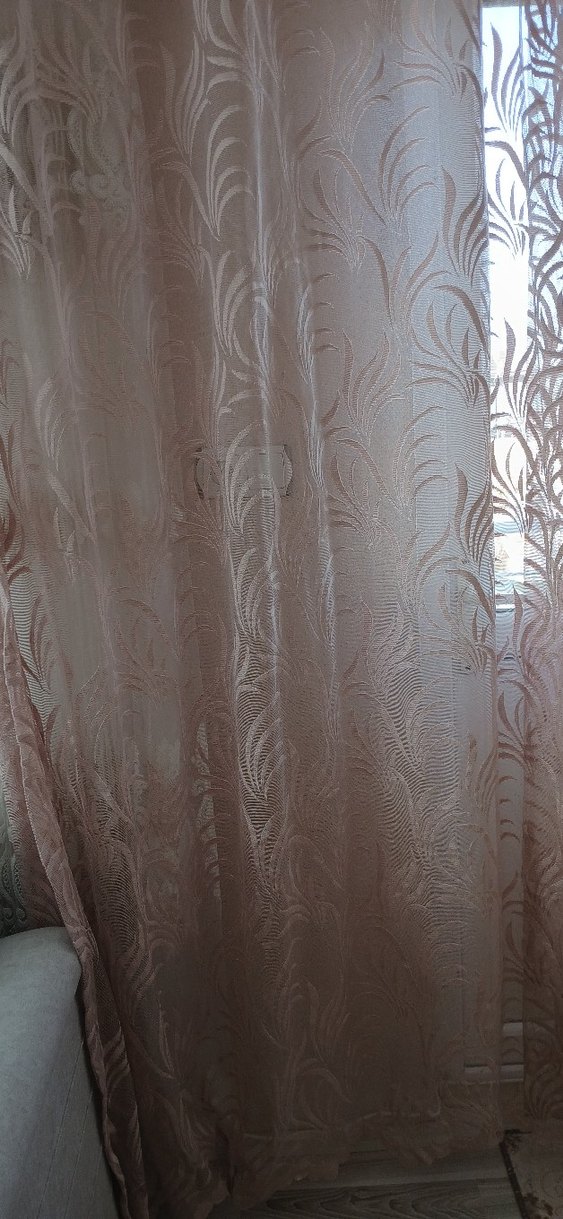 Bej Bohem Nakışlı fon tül iki kanat - Görsel 2