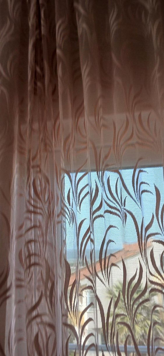 Bej Bohem Nakışlı fon tül iki kanat - Görsel 5