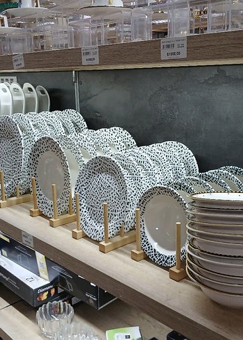 Beyaz Siyah Desenli Yemek Tabağı Seti 24 parca - Görsel 7