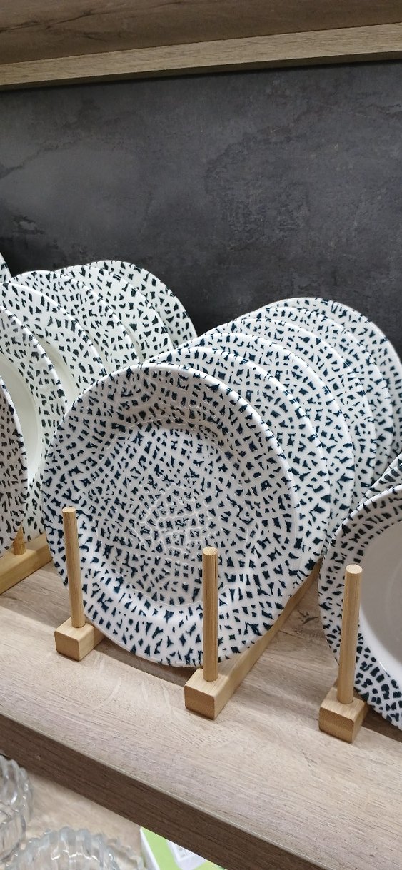 Beyaz Siyah Desenli Yemek Tabağı Seti 24 parca - Görsel 4