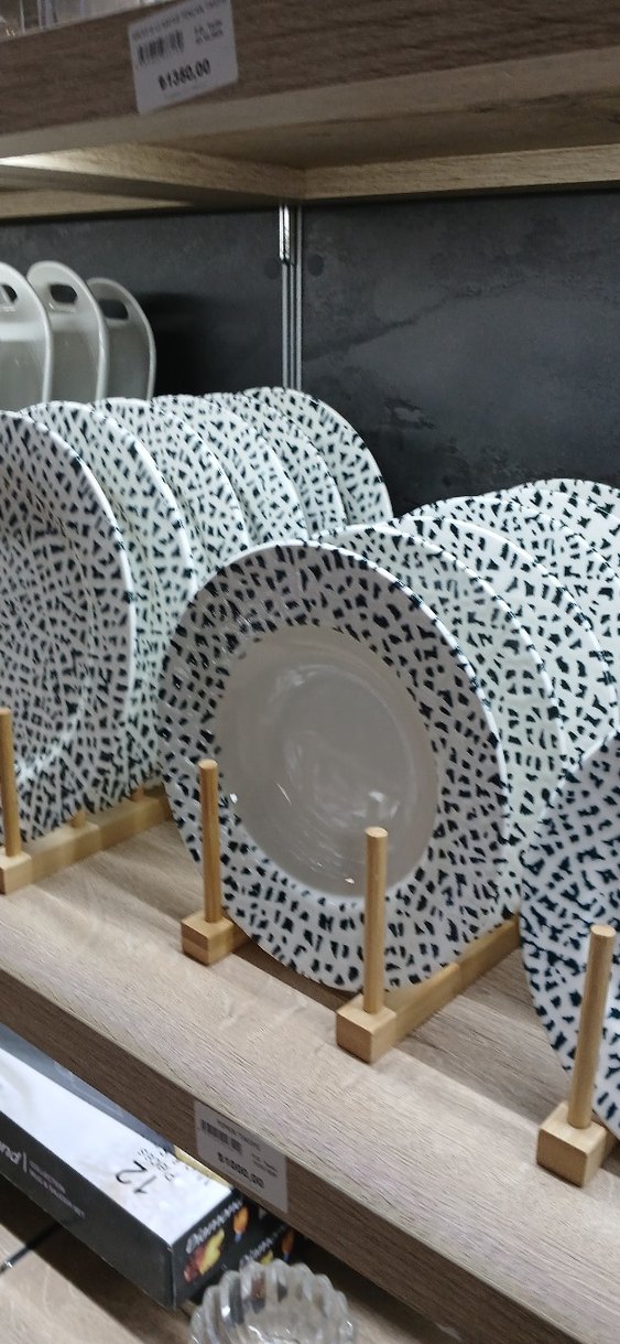 Beyaz Siyah Desenli Yemek Tabağı Seti 24 parca - Görsel 2