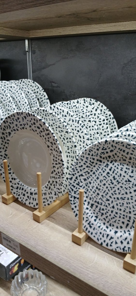 Beyaz Siyah Desenli Yemek Tabağı Seti 24 parca - Görsel 3