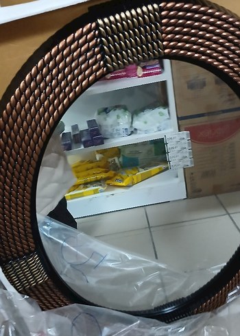 Parlak Kahverengi Yuvarlak Ayna - Görsel 2