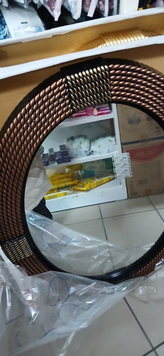 Parlak Kahverengi Yuvarlak Ayna - Görsel 2