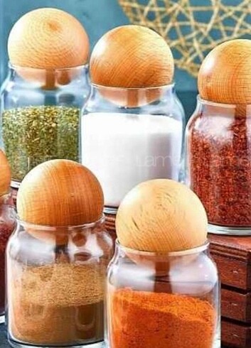 Bambu kapaklı 6li baharat takımı 