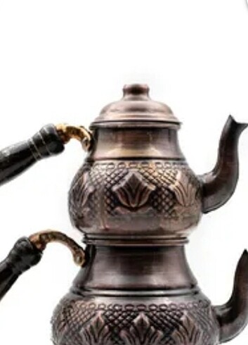 Karaca Bakır ve gümüş kaplama nostaljik çaydanlık 