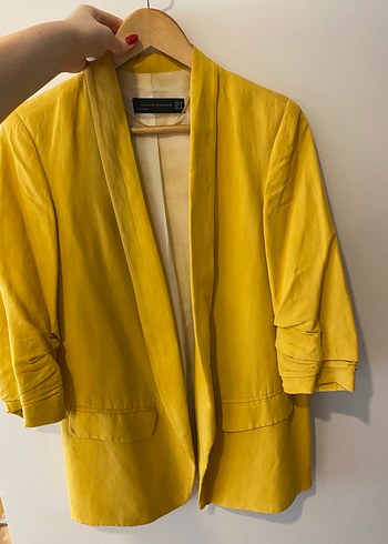 36 Beden Sarı Kadın Midi Blazer