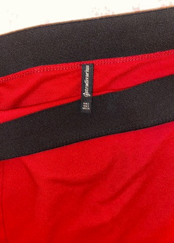 Drapeli Kırmızı Midi Kalem Eteği - Görsel 3