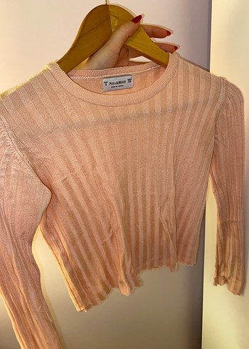 Pull and Bear Bej Kadın Triko İnce Uzun Kollu Kazak