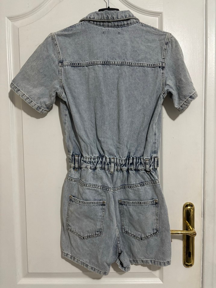 Gri Kadın Denim şort tulum Trendyol - Görsel 2