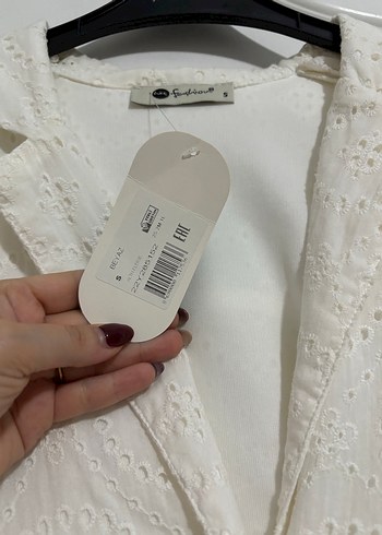 Düğmeli Beyaz Mini Bohem Keten Elbise - Görsel 3