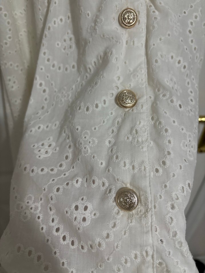 Düğmeli Beyaz Mini Bohem Keten Elbise - Görsel 2