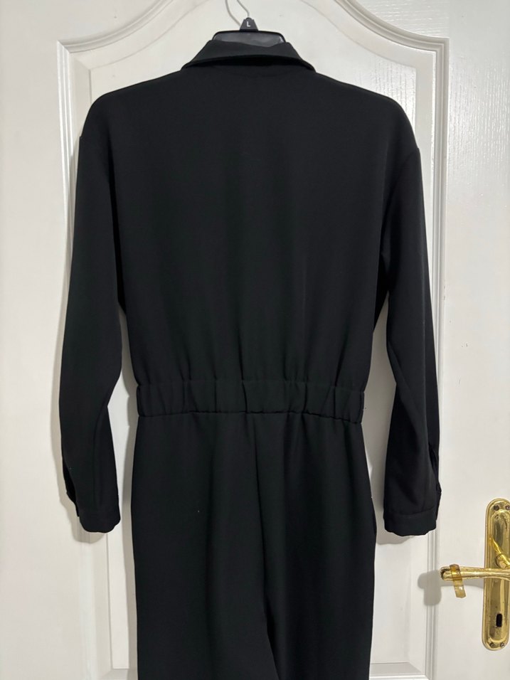 Kemerli Siyah Kadın Uzun Tulum - Görsel 5