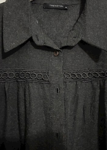 Uzun Siyah Keten mini elbise - Görsel 4