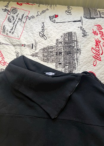 l Beden siyah Renk Siyah Yarım Fermuarlı Yüksek Yakalı Sweatshirt