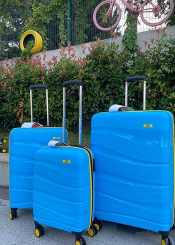 DALGALI KIRILMAZ KARBON ÜÇLÜ VALİZ SETİ - Görsel 4