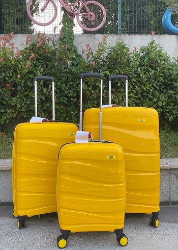 DALGALI KIRILMAZ KARBON ÜÇLÜ VALİZ SETİ - Görsel 3