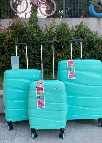 DALGALI KIRILMAZ KARBON ÜÇLÜ VALİZ SETİ - Görsel 2